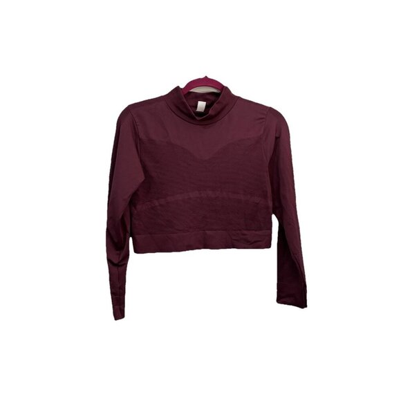 Z by Zella Purple Spandex Mock Neck Long Sleeve Crop Workout Top Size Large - Picture 1 of 9